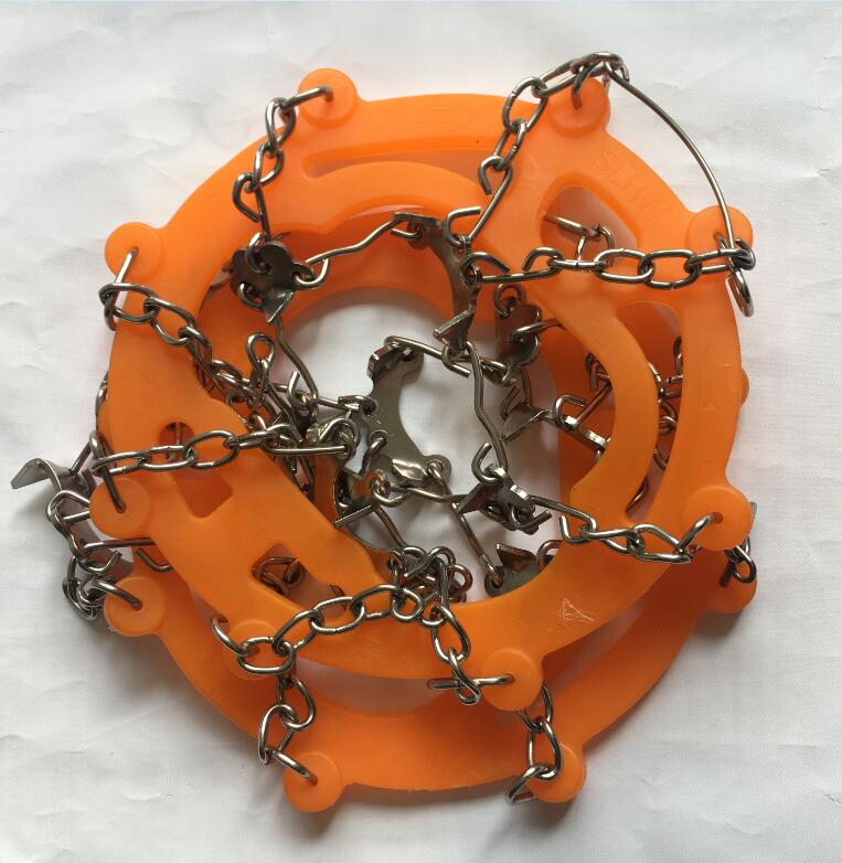 Hewolf 8 Teeth Outdoor Ice Snow Spikes Climbing Crampons Equipment Mountaineering Gear Anti Slip Shoes Grippers Claws Chains DBO: 8t stainless orange