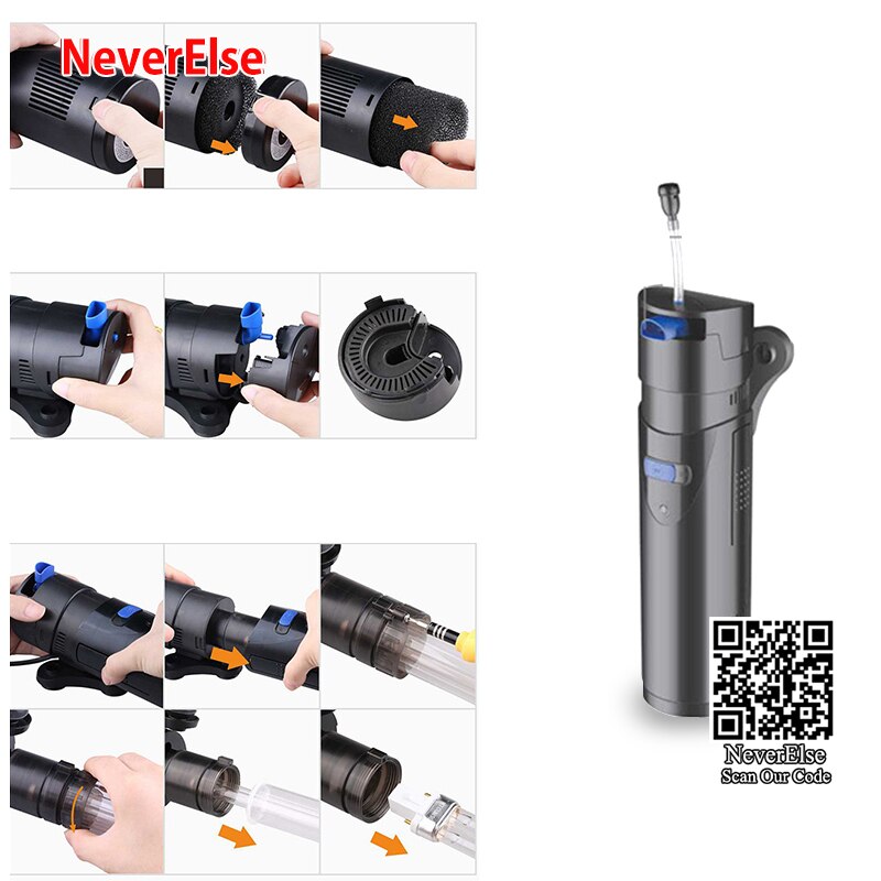 UV Sterilizer Filter Pump 3/5/7/9W UV Lamp Light Seperate Control+10W Pump Biochemical Sponge+Oxygen Tube for Aquarium Fish Tank