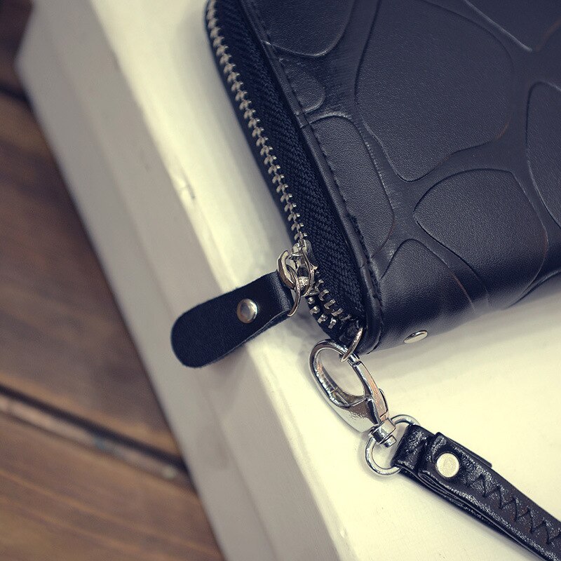 Pochette pour téléphone portable, portefeuille Long pour femmes, grande pierre en relief, , fermeture éclair,