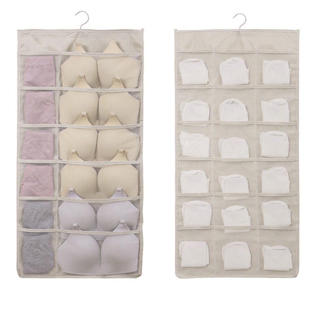 Wardrobe Storage Bag Foldable Hanging Organizer Underware Bra Socks Multi Pockets Bag Oxford Fabric Hang Storage Organizer Bag: A2