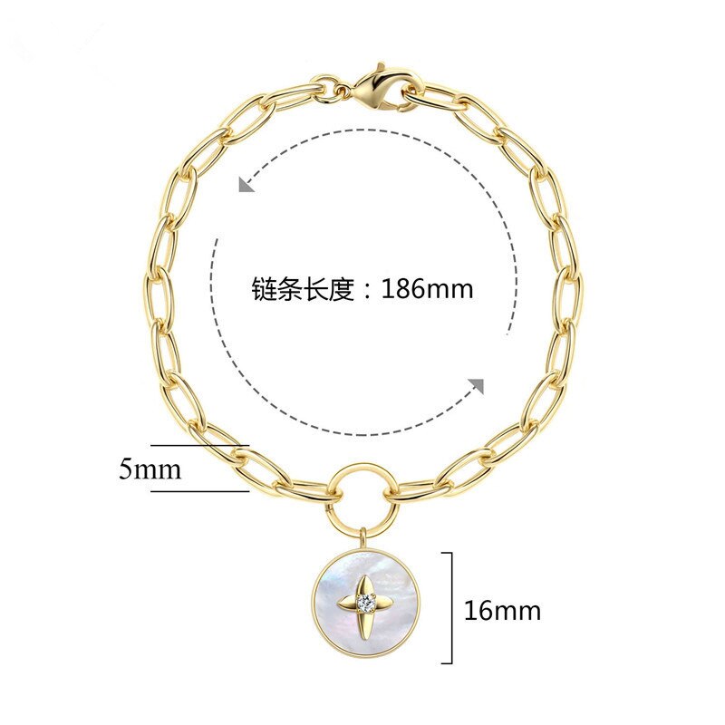 Natuurlijke ronde witte schelp moeder ketting overdreven gouden bloem ot type ster dikke ketting
