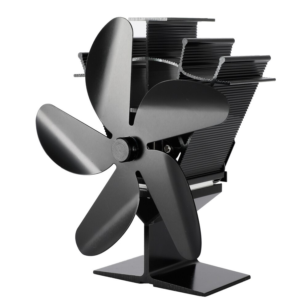 Fireplace fan 5 Blades Heat Powered Stove Fan Log Wood Burner Ecofan Quiet Home Fireplace Fan Home Efficient Heat Distribution: Black