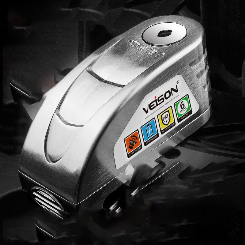 Blocco moto allarme controllabile intelligente blocco freno a disco blocco freno a disco elettrico per Mountain Bike: Argento