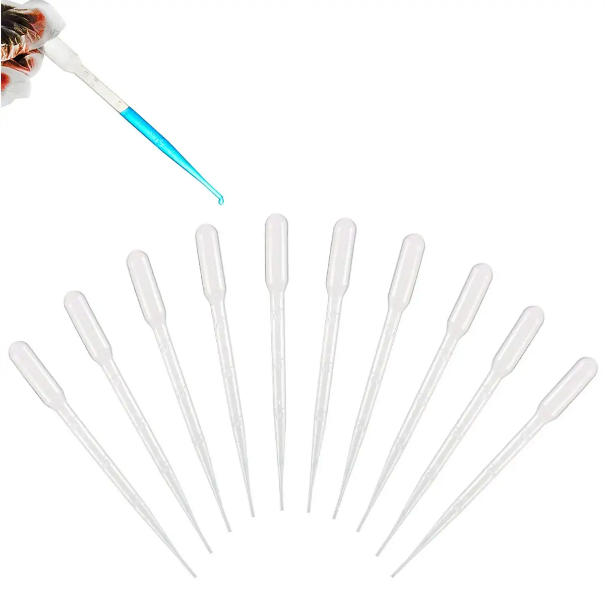 100 unids/lote pipeta de laboratorio 1ml 2ml 3ml 5ml contenedor graduado desechable de plástico equipo cuentagotas de líquido herramientas de maquillaje de paja