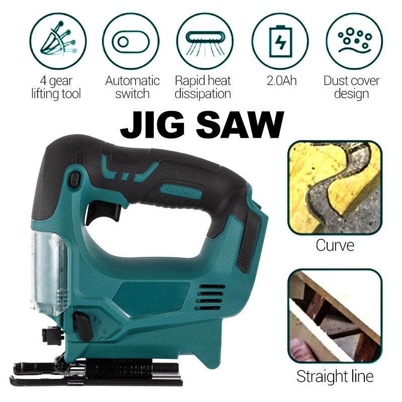 65mm Cordless Jigsaw Electric Saw 2900RPM Portable Multi-Function Jig Saw Woodworking Scroll Saws for Makita 18V Battery