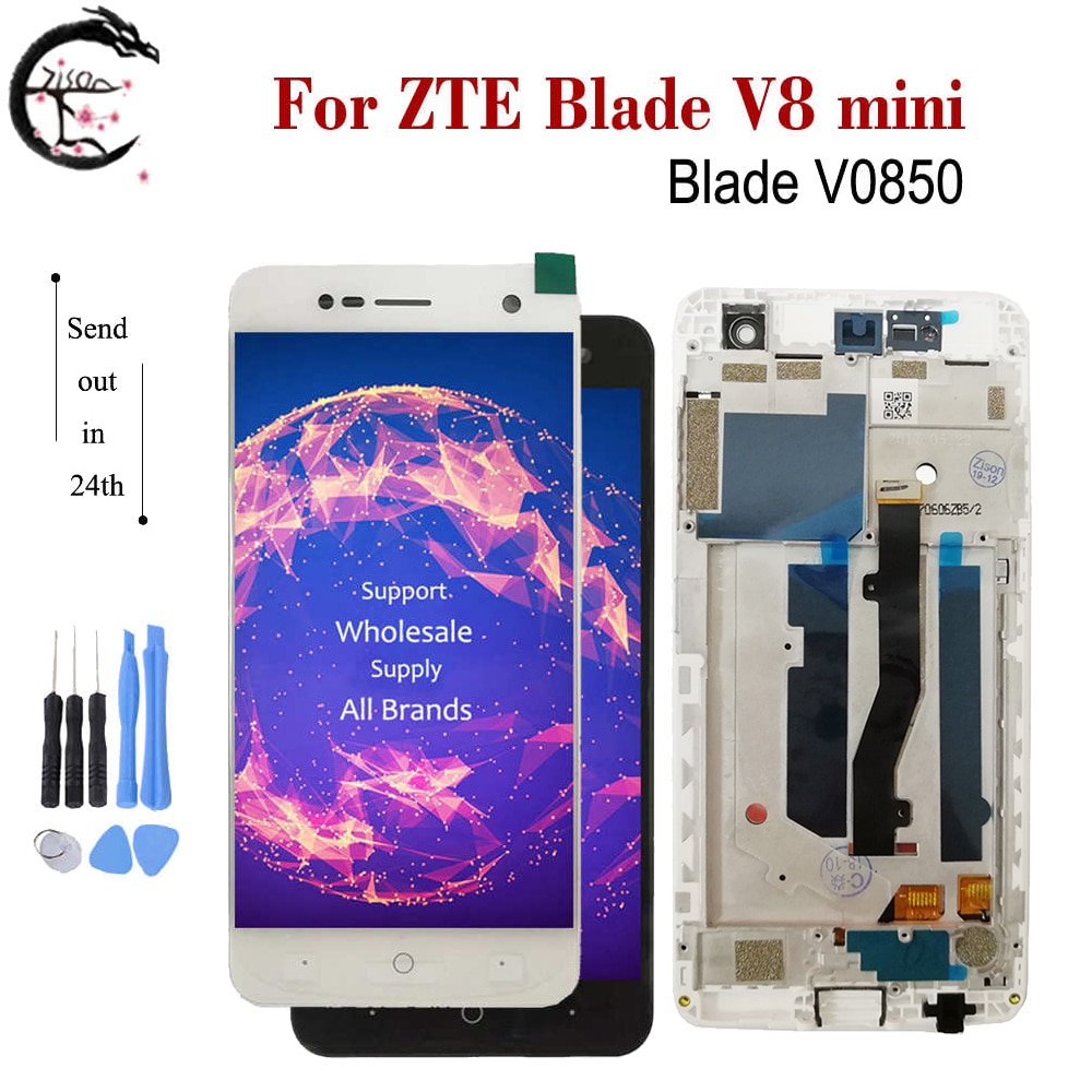 Pantalla LCD de 5 pulgadas con marco para ZTE Blade V8 mini V0850, digitalizador con Sensor táctil, montaje completo, reemplazo de pantalla V8mini