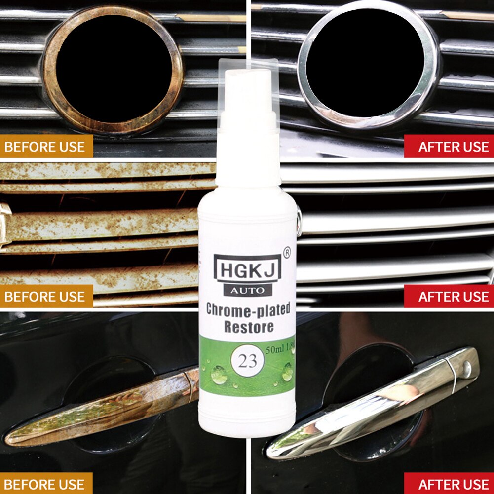 Flydende krom del styling auto forlygte rust fjernelse nyttige maling pleje renovering agent bil interiør renere deoxidation