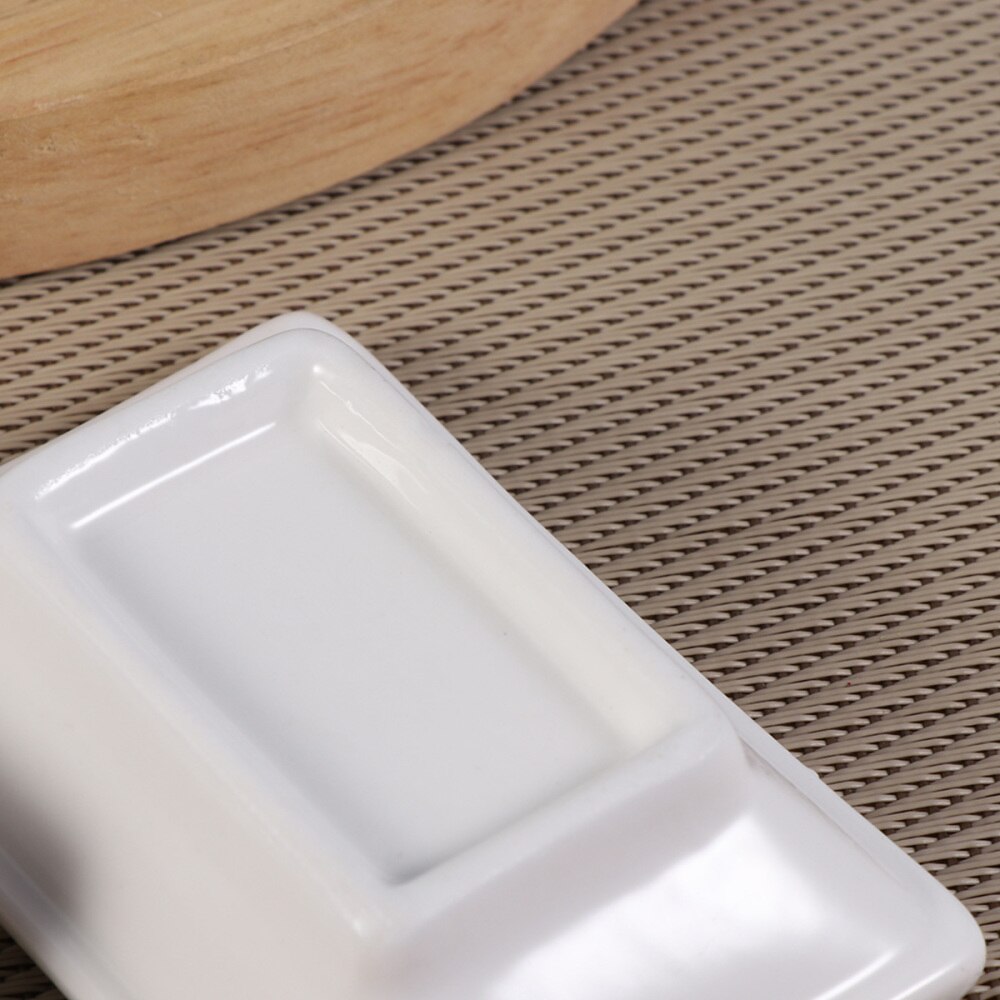 4PCS Simple Rectangular Durable Ceramic Appetizer Plates Food Dipping Bowls for Home Restaurant