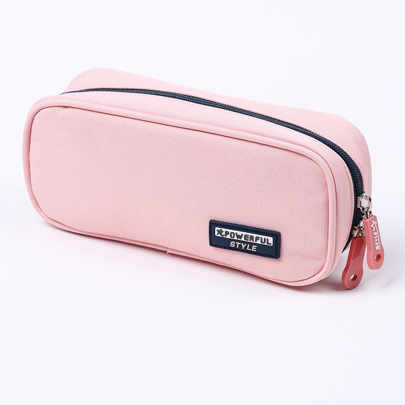 Lærred udsøgt penalhus teenager sød kuglepenne etui stor kapacitet blyanttaske skole papirvarer forsyninger: Lyserød