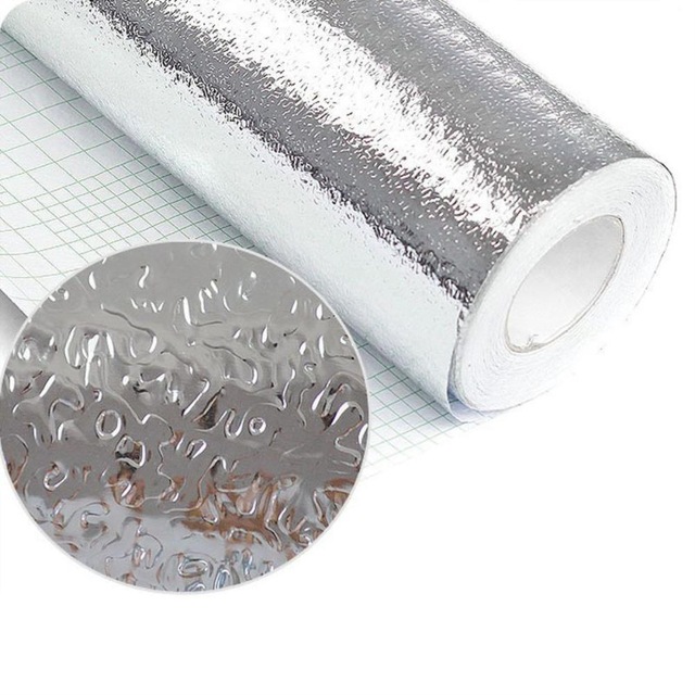 1m/2m/3m/5m køkkenoliebestandige komfur klistermærker selvklæbende aluminiumsfolie skrivebord skuffe diy tapet 40cm bredde: 2m / Appelsinskræl