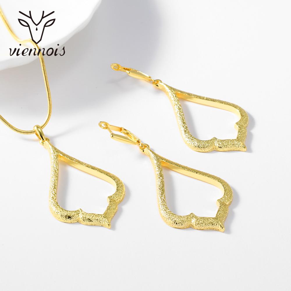 Viennois Vergulde Sieraden Sets Voor Vrouwen Minimalistische Geometrische Water Ketting En Oorbellen Dubai Sieraden Sets Voor Bruid