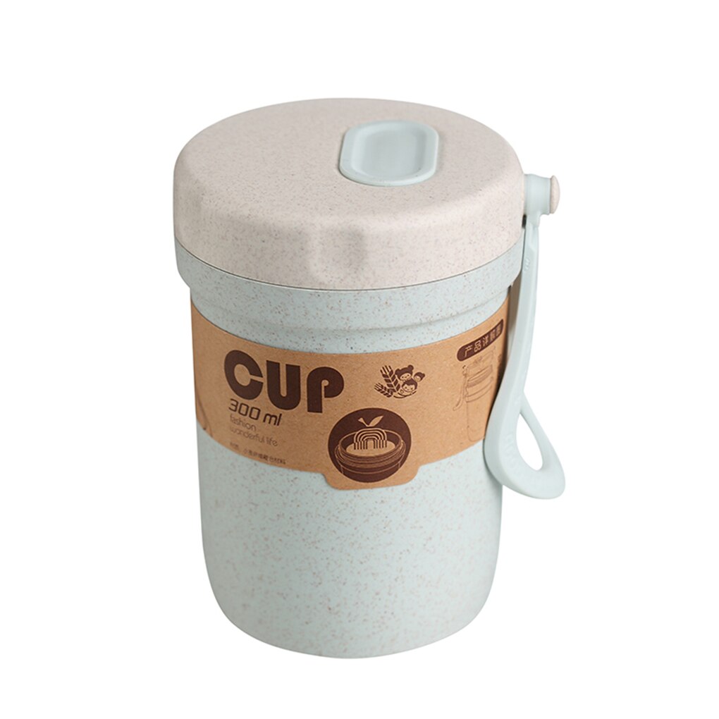 300ml Wheat Straw Portable Double-wall Portable Office Coffee Tea Mug Cups Microwave Available Sealed: NO 2