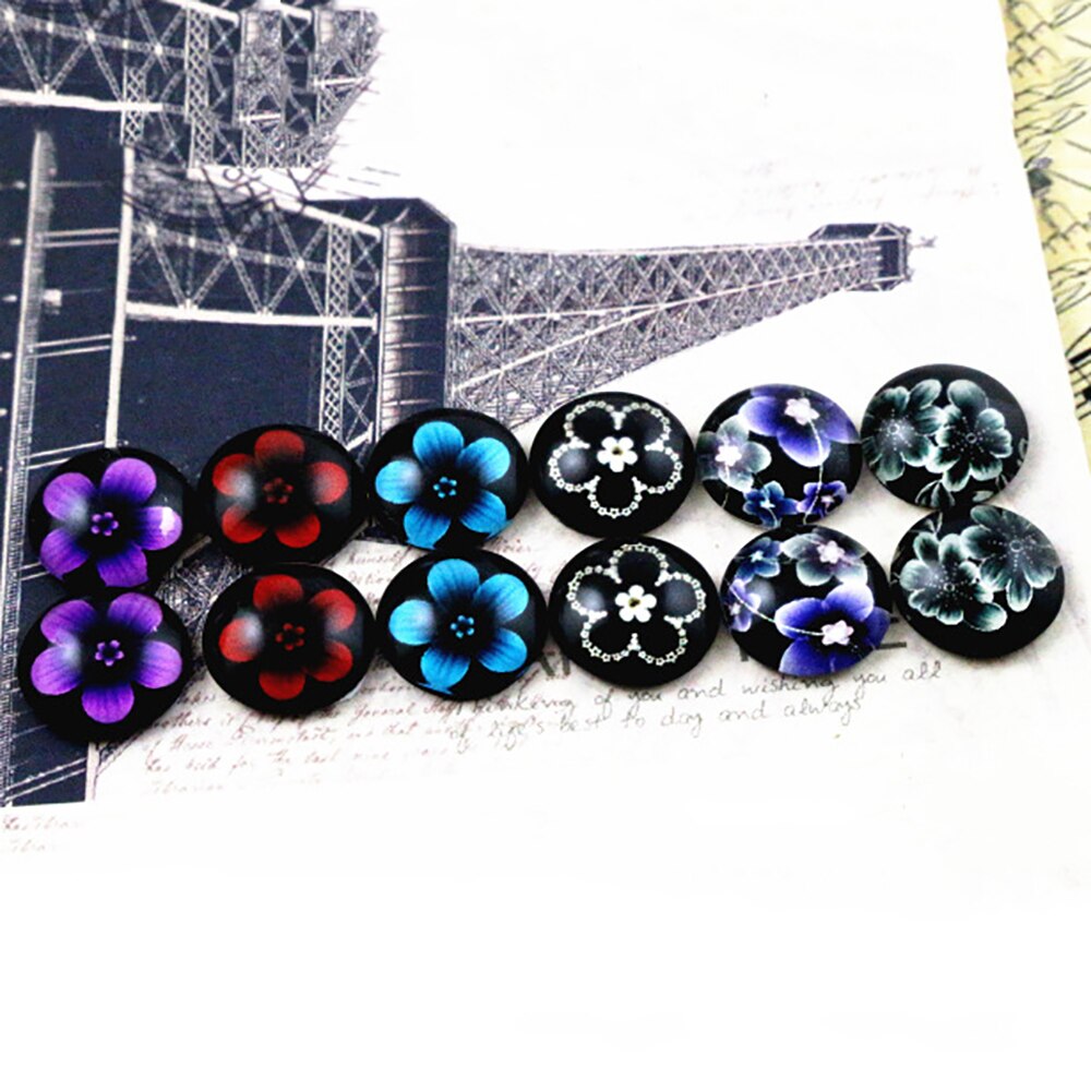 12 kpl/erä (yksi setti) neljä tyyliä 12mm apila viiden lehden kukkia käsintehty lasi cabochons kuvio kupu koruja tarvikkeet tarvikkeet: C5-54