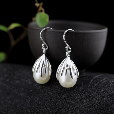 925 Sterling Zilver Vintage Mode Pure Witte Parel Oorbellen Voor Vrouwen Sieraden Bruiloft Oorbel