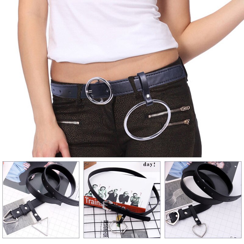Mode Jeans Jurk Riem Gesp Diamant Driehoek Meisje Riem vrouwen PU Leer Legering Hart Riem Wilde Pin Gesp Met ringen