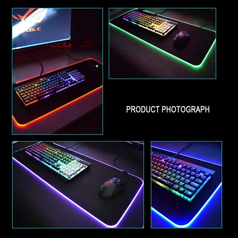 Colorful RGB Mouse Pad Anti-Slip Desk Rubber Pad USB Wired Lighting Backlight Big Gaming Mouse Carpet For keyboard Desk Mise