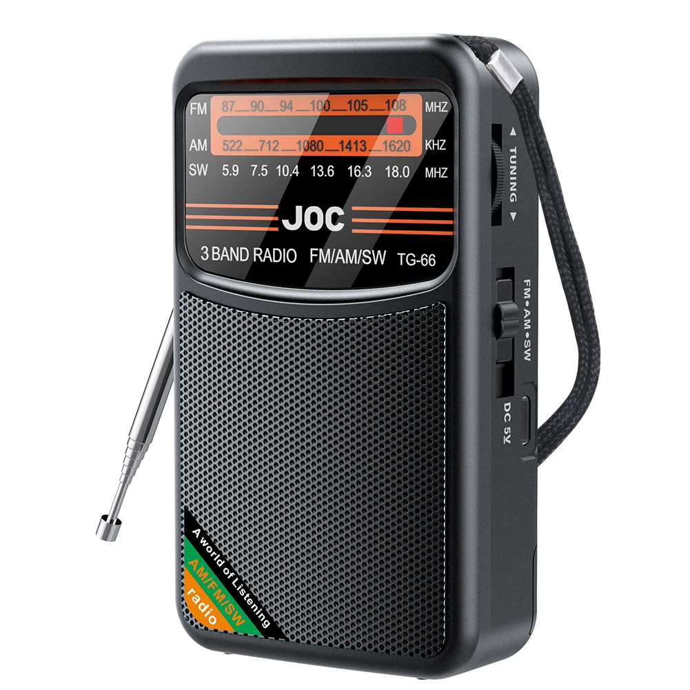 Portable Radio AM/FM/SW Pocket Radio with Rechargeable Battery Built-in Speaker with HD Display Screen Mini FM Receiver Radios: Blue