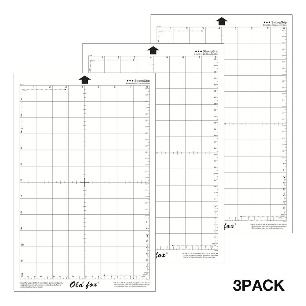 3Pcs Replacement Cutting Mat Transparent Adhesive Mat with Measuring Grid 8 by 12-Inch for Silhouette Cameo Plotter Machine