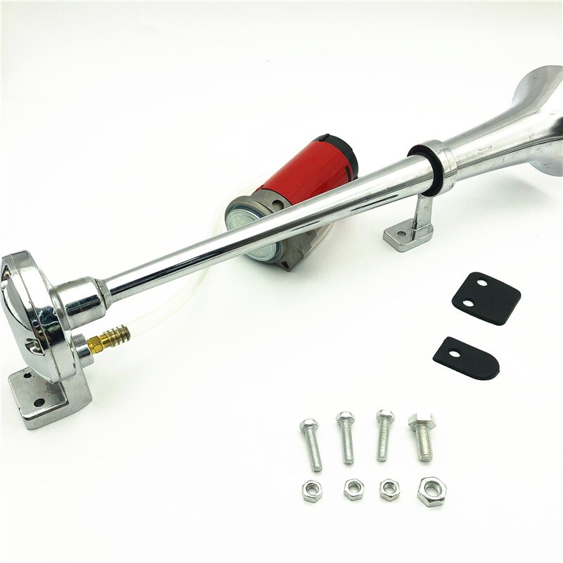 Universal 17 tum enkel trumpet bil lufthorn 12v kompressor 150db super hög luftslang bil horn högtalare för lastbil båt motorcykel