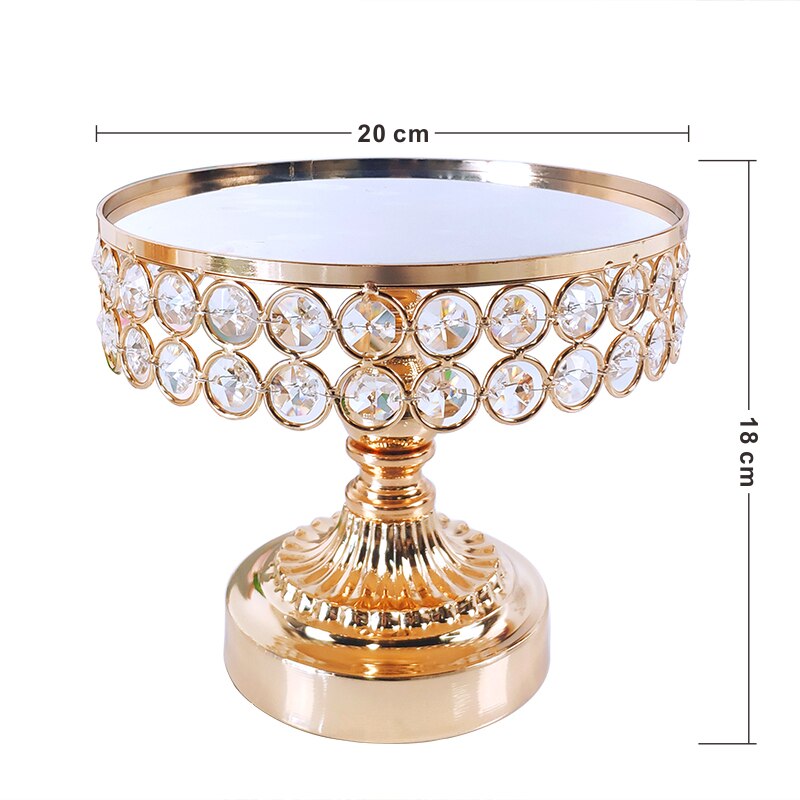 Goud Acryl Spiegel Metalen Cake Stand Ronde Bruiloft Verjaardag Party Dessert Cupcake Voetstuk Display Plaat Home Decor: 20CM