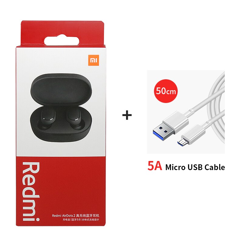 Xiaomi-auriculares inalámbricos Airdots 2 Redmi Airdots S TWS, cascos con Control de voz, Bluetooth 5,0, reducción de ruido y Control táctil: add cable