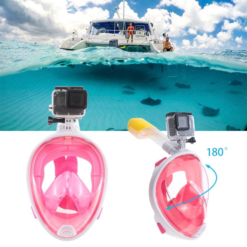 Piatto di Nuoto Snorkel Diving Mask 180 Vista Panoramica Respirazione Libera Pieno Viso Maschera Per Lo Snorkeling Anti-nebbia Anti-perdita adulti e Bambini