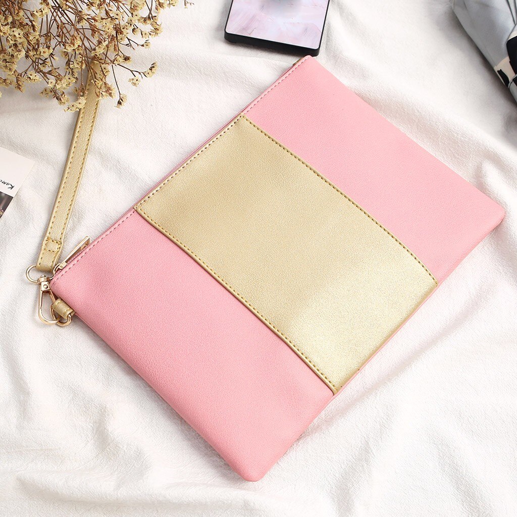 Tas Voor Vrouwen Wit Zwart Stiksels Contrast Kleur Clutch Envelop Clutch Bag Luxe Leather Сумки Для Женщин # T1P: Pink