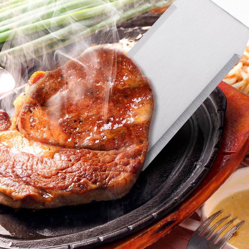 2 unids/set de pala para fritos de acero inoxidable con fugas, espátula para masa de Pizza, pala para cortar con mango de madera, herramienta para hornear