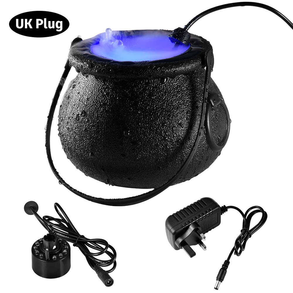 Humidificador LED para máquina de humo de bruja de Halloween, decoración espeluznante que cambia de Color, de escena DIY para de Halloween, juguete de broma: UK plug