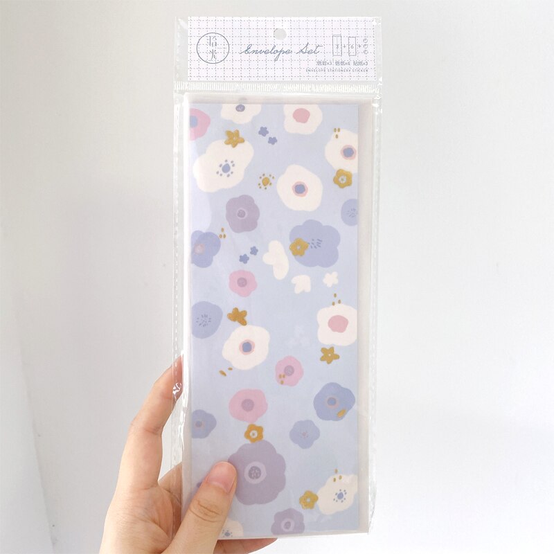 12pack Hyuna Little Flower Series Sulfuric Acid Paper Letterhead Pure Heart Dream Art Illustration 3 Envelope 6 Letter Paper set: Sun flower