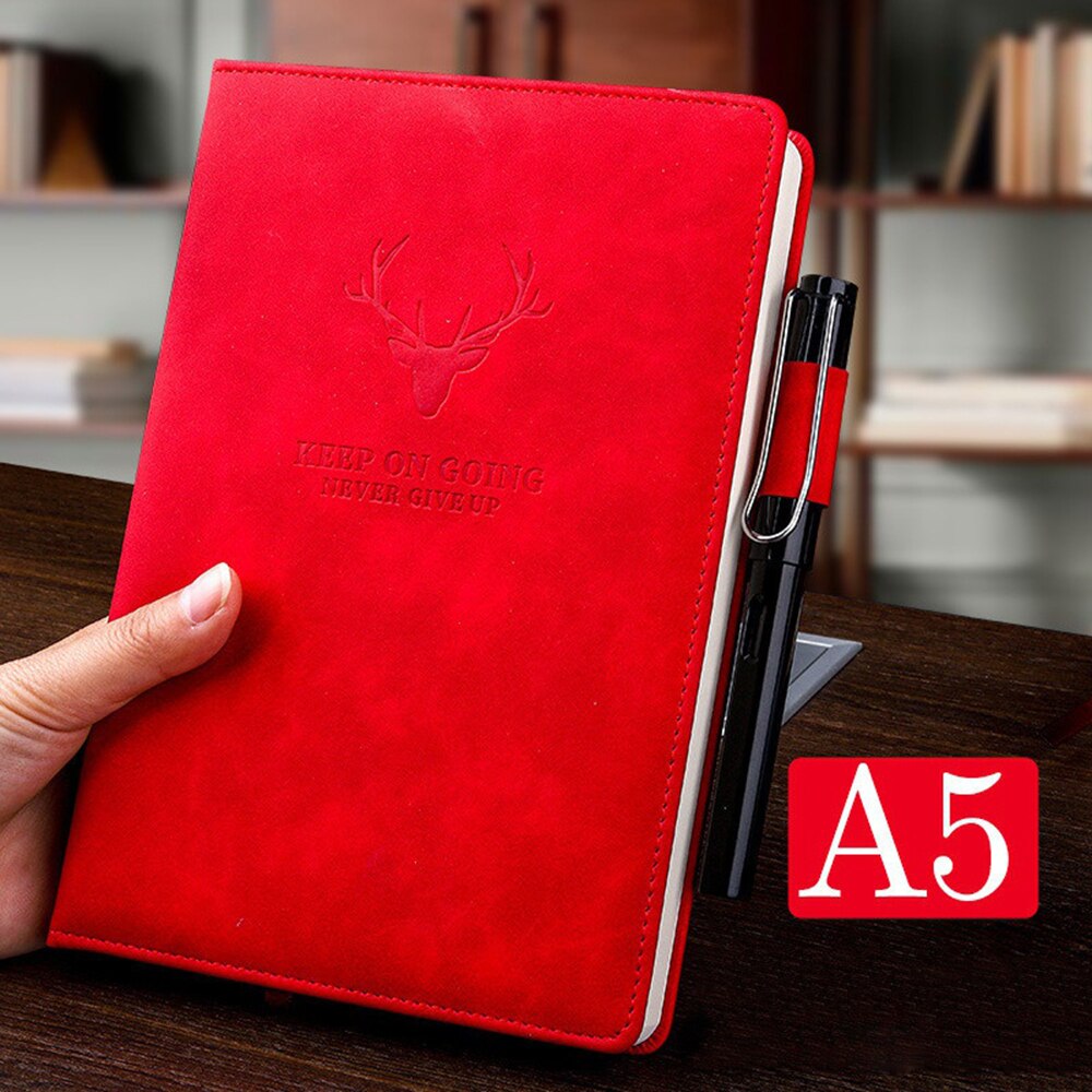 360 Pagina 'S Super Dikke Lederen A5 Notebook Dagelijks Business Office Werk Notebooks Notepad Dagboek Schoolbenodigdheden: Rood