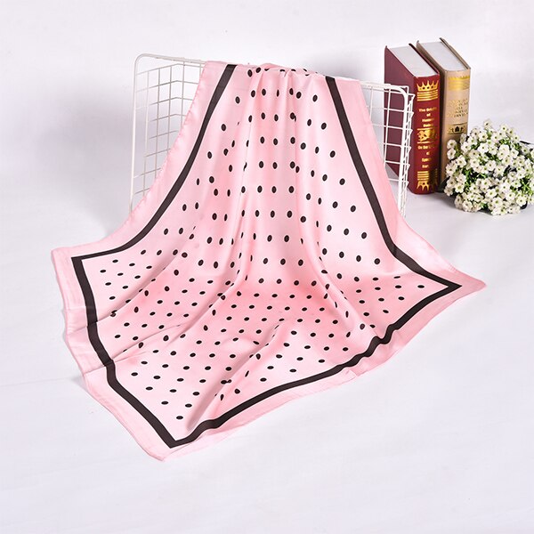 Foulard foulard multifonctionnel imprimé à pois pour femme, foulard hijab, foulard portefeuille, bandana, imitation soie carrée: pink