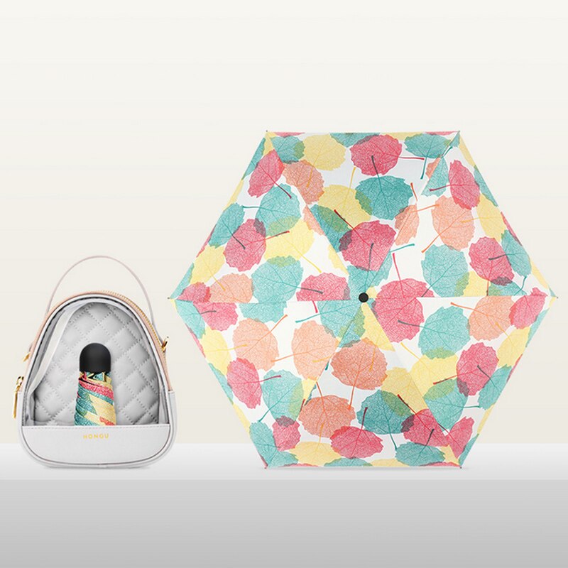 18cm Ultralight Mini Sunshade Umbrella Pocket Umbrella Black Plastic Sunscreen And UV Protection Female Folding Sun Umbrella: G20211373 P