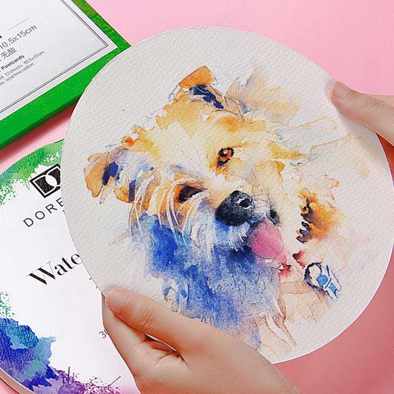 Dorerart rond coton aquarelle papier bloc carte postale 300g Aquarelle peinture papier peint à la main Aquarel Art fournitures