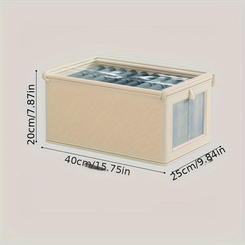Grande boîte de rangement en toile pliable avec fenêtre transparente – Organiser et ranger les vêtements, gain de place, organisateur de placard à domicile: Gris clair