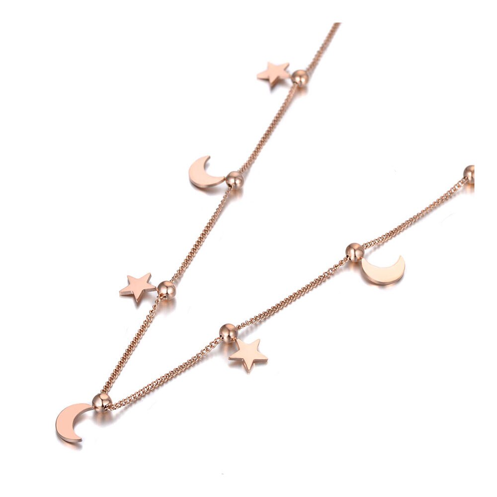 Lokaer-collier bohème en titane, acier inoxydable, lune et étoile, ras du cou pour femmes et filles, tendance, pendentif à breloque, N19214: Default Title