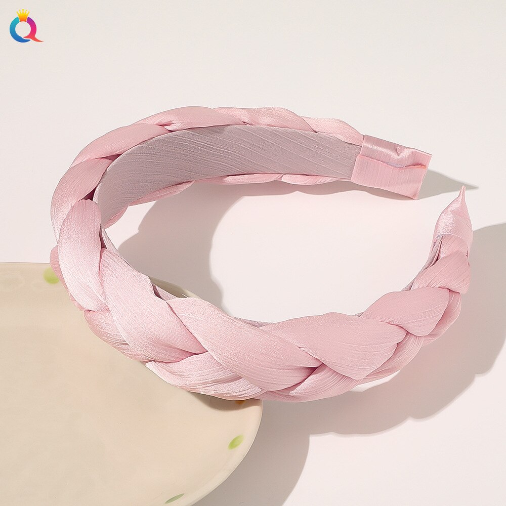 Bandeau tressé pour cheveux, couleur unie, accessoire de coiffure pour femmes et filles: 7
