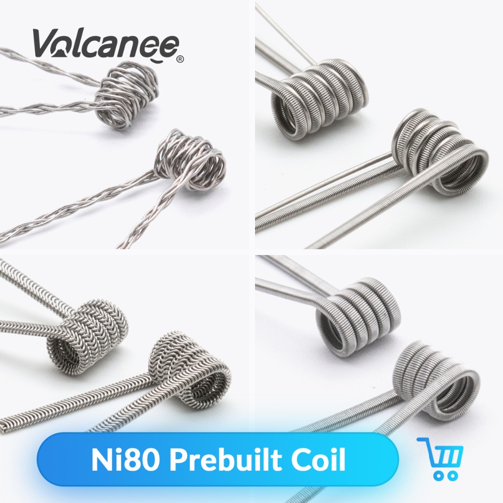 Volcanee 10pcs Ni80 Nichrome Alien V2 Parallel Fused Clapton Coils for E Cig RDA RTA Atomizer Heating Wire Vape Prebuilt Coil