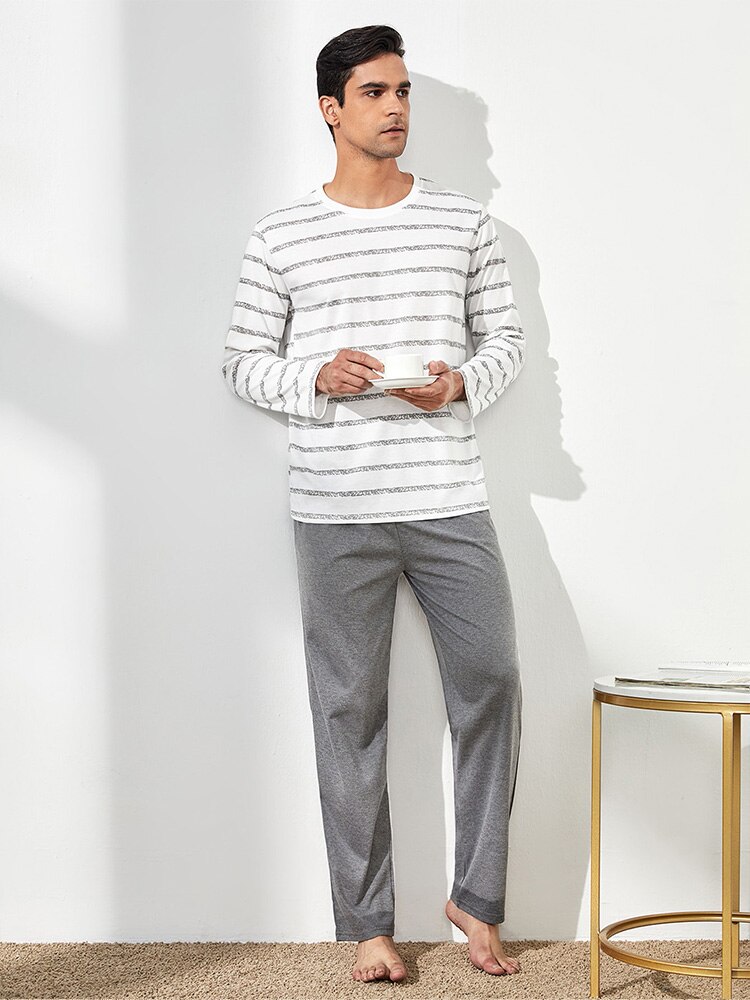 Freizeit Männer Pyjama langarm Männlichen Schlafanzug einstellen Männer Nachtwäsche Anzug lässig Unteren Kleidung Nachtwäsche Loungewear Homewear Kleidung