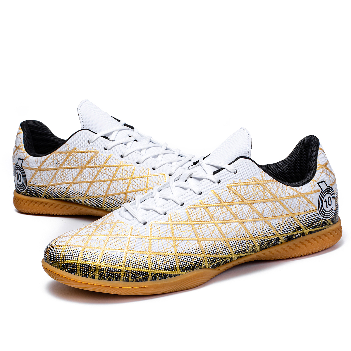 Voetbalschoenen, trainingsschoenen voor heren met platte bodem voor binnen, 5-a-side sportschoenen geschikt voor houten en cementvloeren: WHITE / 41