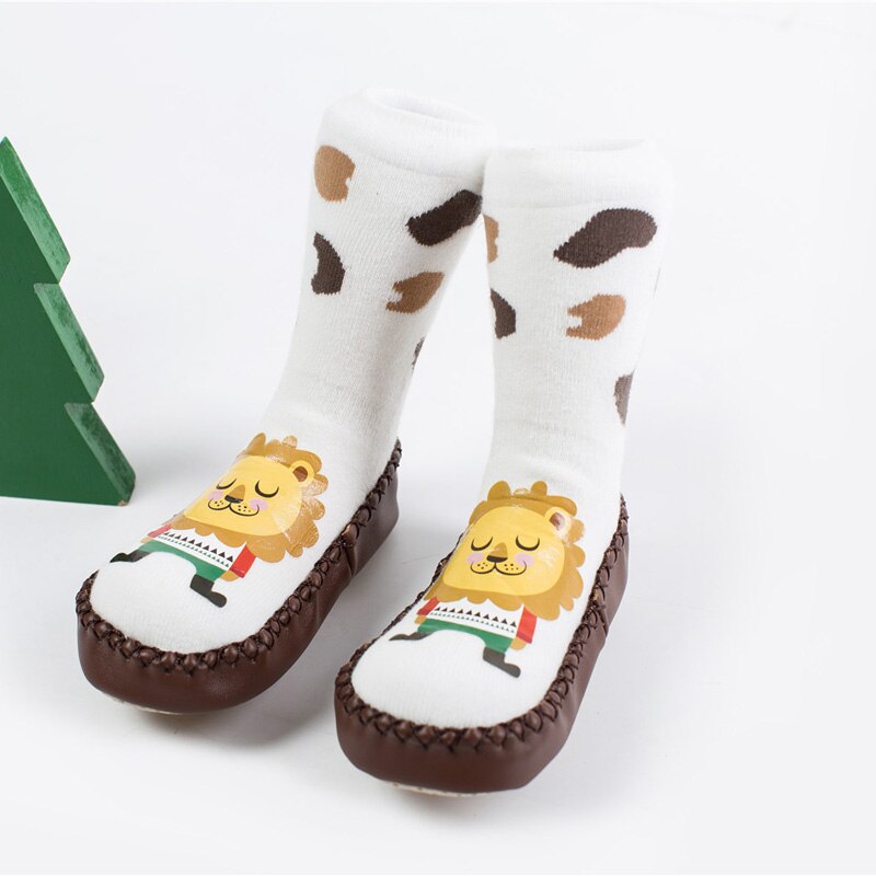Baby Peuter Sokken En Schoenen Antislip Zachte Bodem Kids Zachte Sokken Katoen Mode Voor Jongen En Meisjes Kinderen Footwear In Een: WHITE / 12cm
