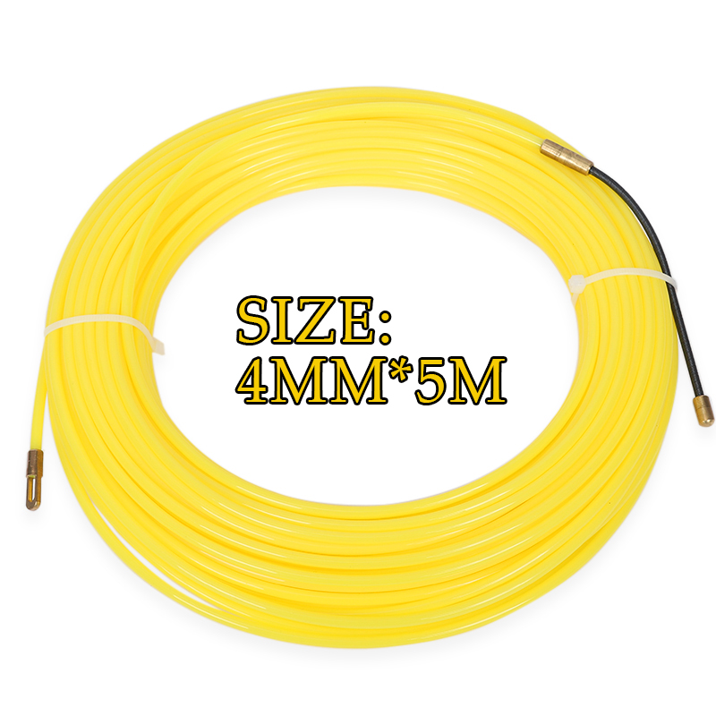 4mm 5-40M Tape Puller Extractor Guide Device Yellow Nylon Wall Wire Lead Wire Puller Cable Electrician Spring Puller Lead: 5M