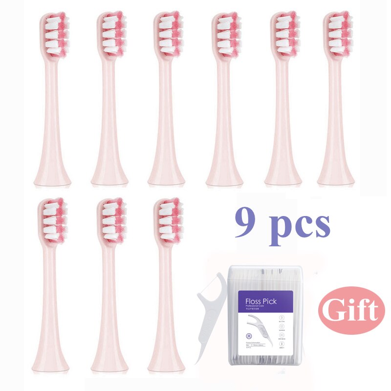 9 sztuk wymiana szczoteczki robić zębów dla Xiaomi Soocas X3 dla Xiaomi Mijia/ SOOCARE X1/ X3/X5 elektryczne końcówki robić szczoteczki prezent: 9 szt