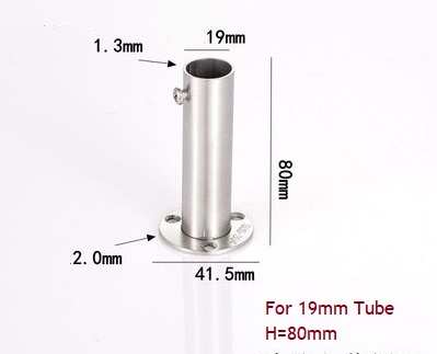 2Stck 201 304 Edelstahl 60mm 80mm Hoch hohe Flansch Halfter Halterung Schrank Stange Zauberstab Boden 19mm 22mm 25mm 32mm Rohr: 304 rostfrei Stahl / 19mm H80mm