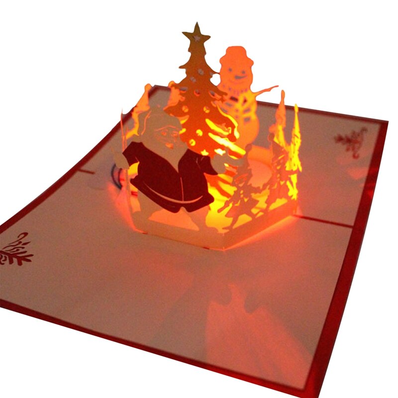 Weihnachten 3D Pop hoch Grußkarten LED Licht Musik Karte Mit Umschlag Postkarten Für Weihnachten Dekoration: 2