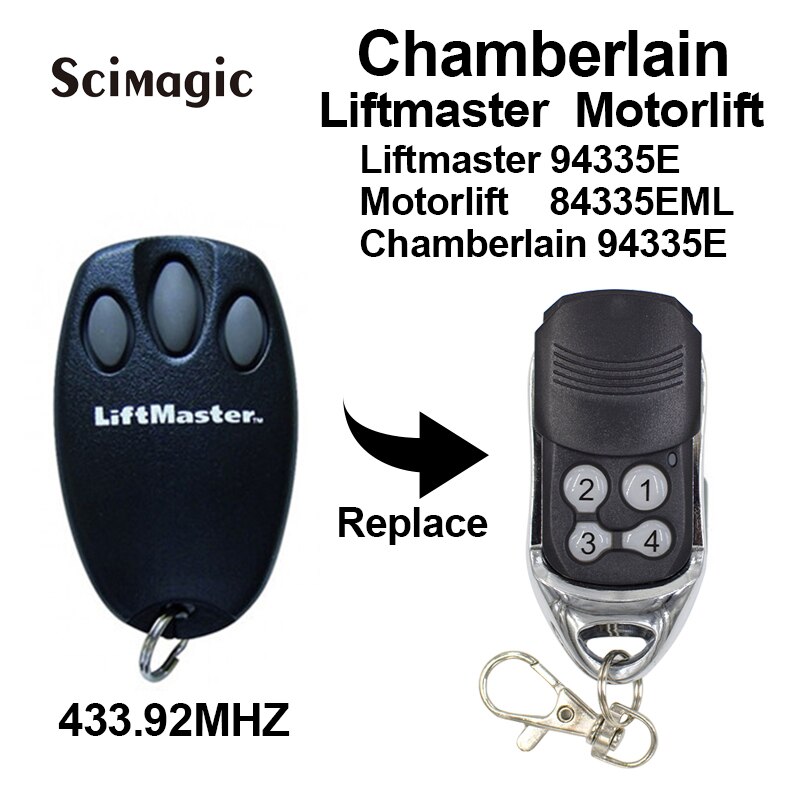 1 pièces Chamberlain Liftmaster Motorlift 94335E 84335EML 84330EML 84333EM remplacement télécommande porte 433.92mhz code roulant