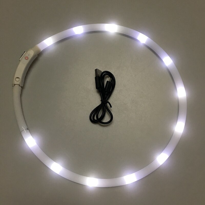 Halsband för hundar usb uppladdningsbart säkerhetsvarning silikonhalsband led-ljus lysande hundhalsband glödande hundhalsband: W / S
