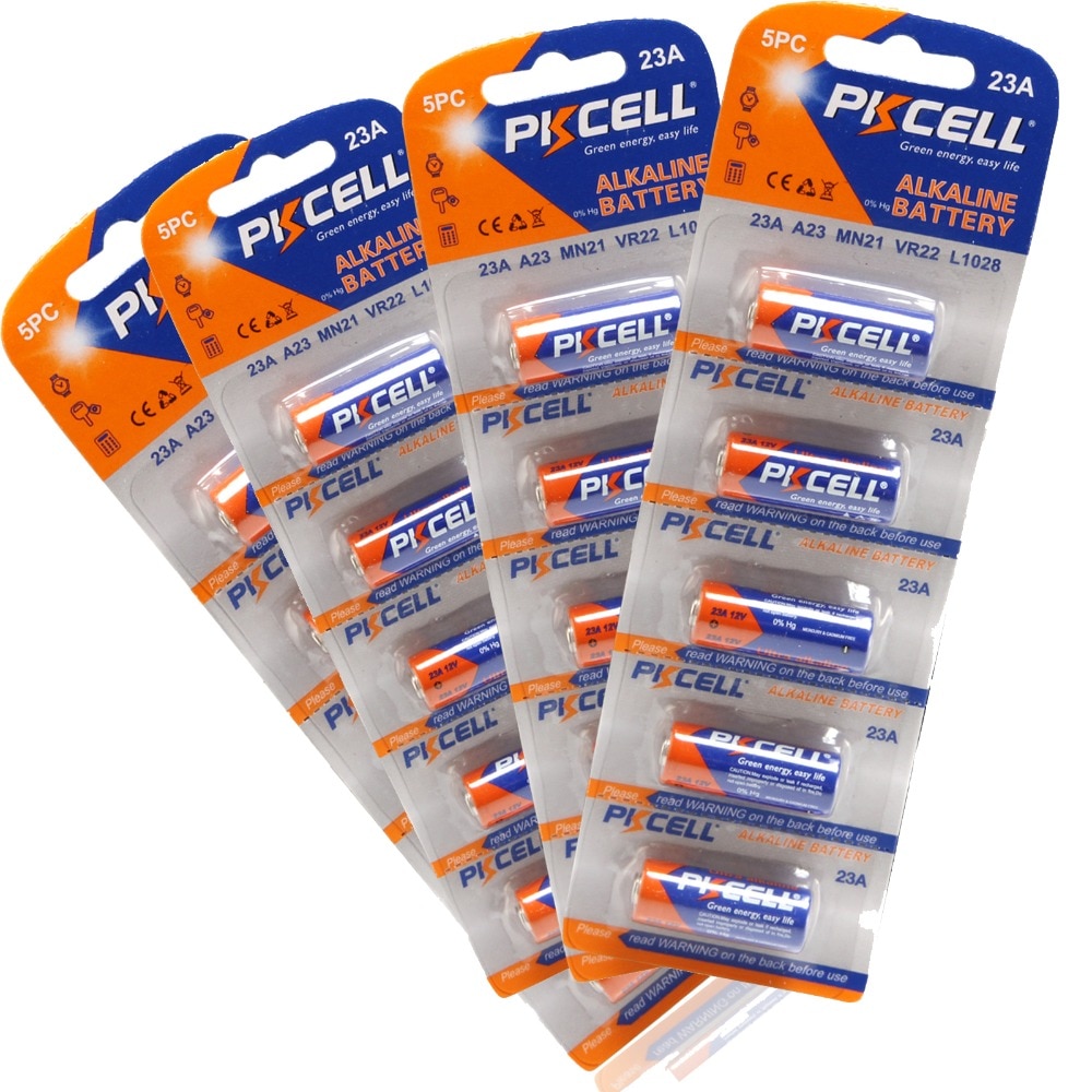 PKCELL 20 pcs A23 Batteries 12V 23A Replace A23BP 23 MN21 23GA 23AE 21/23 L1028