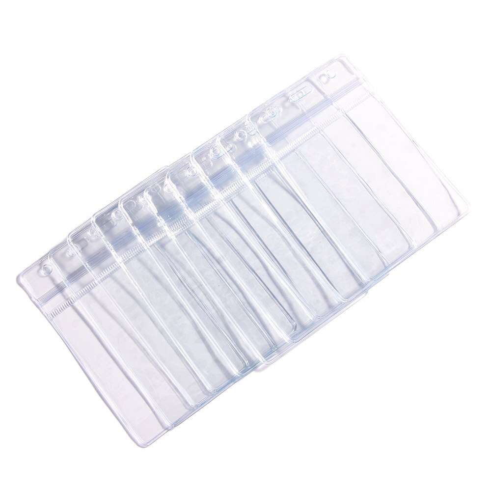 10 Pcs/set Waterproof Vertical Transparent PVC Plastic Clear Zipper ID Card Holder Pocket