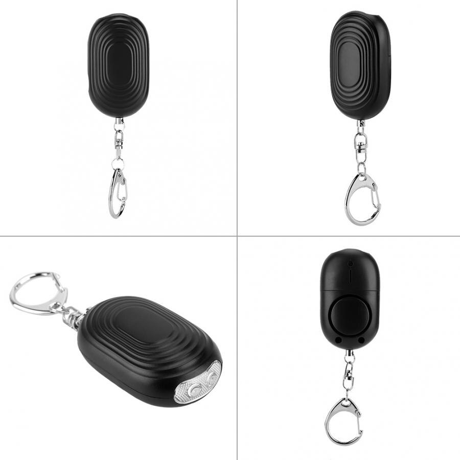 Personal Alarm Portable 2In1 Mini LED Flashlight Safety Personal Alarm for Women Portable Key Chain Black